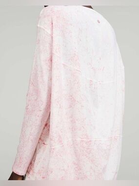 Retail~ 74$ Lululemon Back In Action Long Sleeve Pink And White Tie Dye